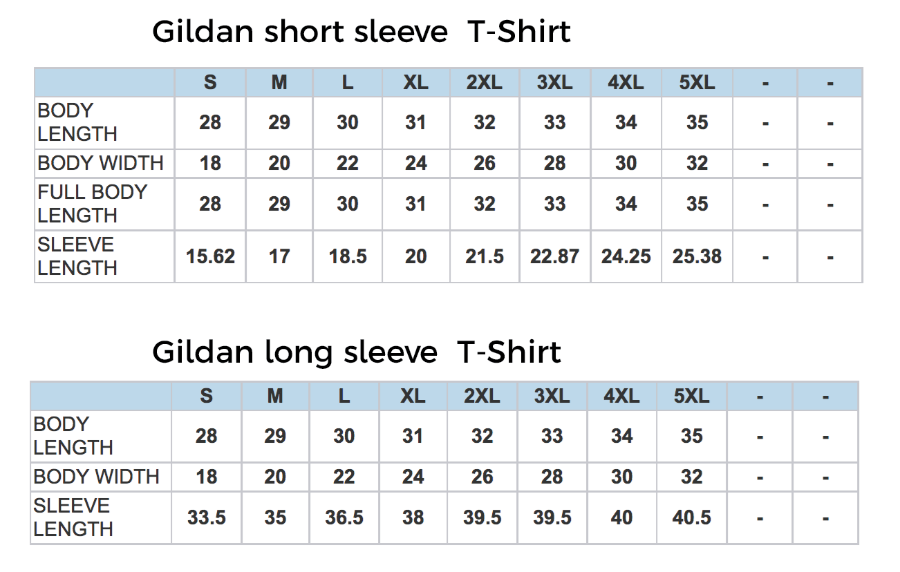 Tshirt Sizing Chart